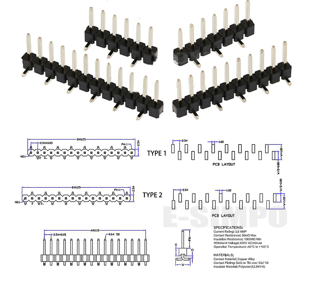 100 peças 2.54mm fileira única - Male Female Header Pin avaliação e preço